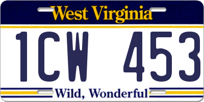 WV license plate 1CW453