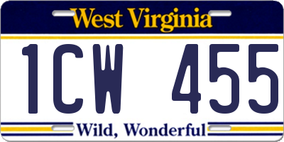WV license plate 1CW455