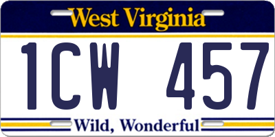 WV license plate 1CW457