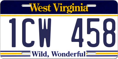 WV license plate 1CW458