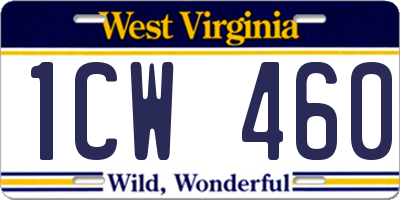 WV license plate 1CW460