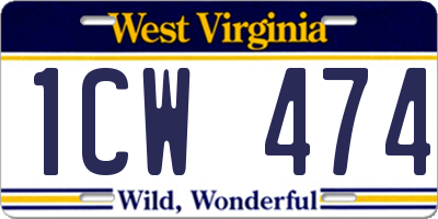 WV license plate 1CW474