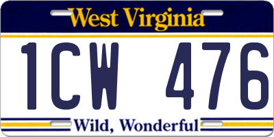 WV license plate 1CW476
