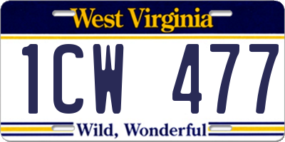 WV license plate 1CW477
