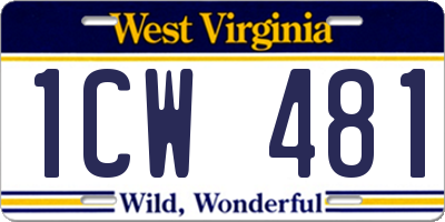 WV license plate 1CW481