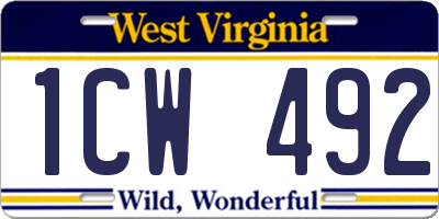 WV license plate 1CW492