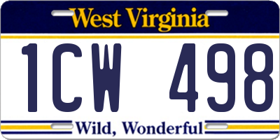 WV license plate 1CW498