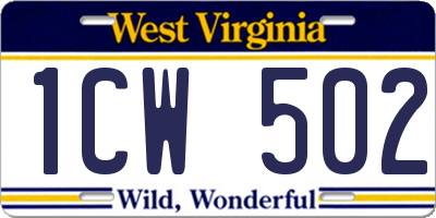 WV license plate 1CW502