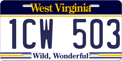 WV license plate 1CW503