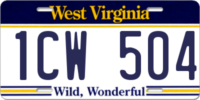 WV license plate 1CW504