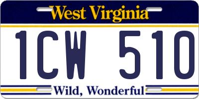 WV license plate 1CW510