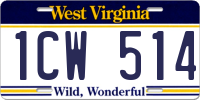 WV license plate 1CW514