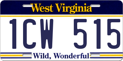 WV license plate 1CW515