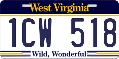 WV license plate 1CW518