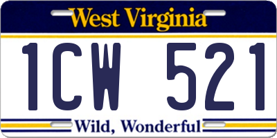 WV license plate 1CW521