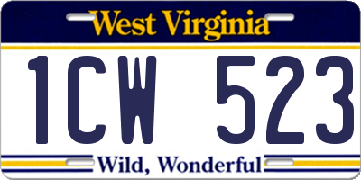 WV license plate 1CW523