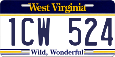 WV license plate 1CW524