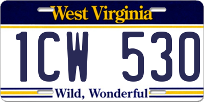 WV license plate 1CW530