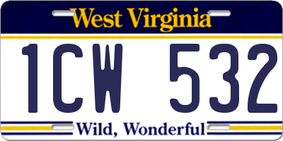 WV license plate 1CW532