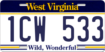 WV license plate 1CW533