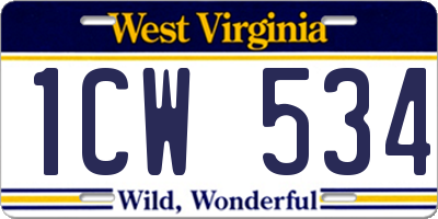 WV license plate 1CW534