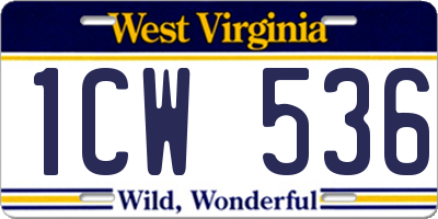 WV license plate 1CW536