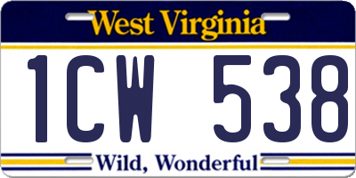 WV license plate 1CW538