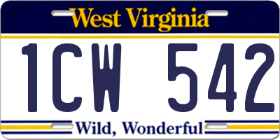 WV license plate 1CW542