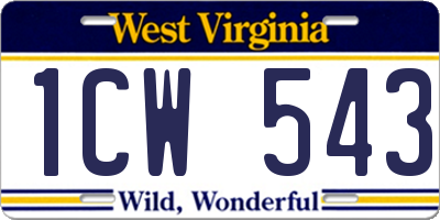 WV license plate 1CW543
