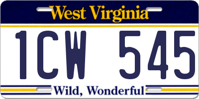 WV license plate 1CW545