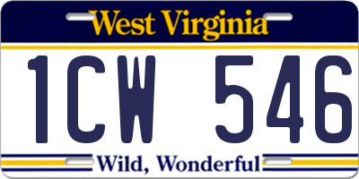WV license plate 1CW546