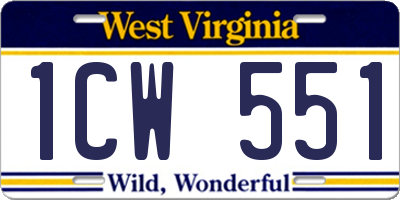 WV license plate 1CW551