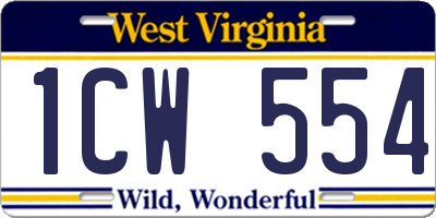 WV license plate 1CW554