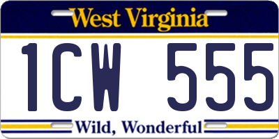 WV license plate 1CW555