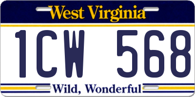WV license plate 1CW568