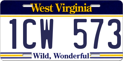 WV license plate 1CW573