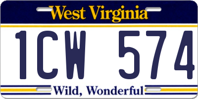 WV license plate 1CW574