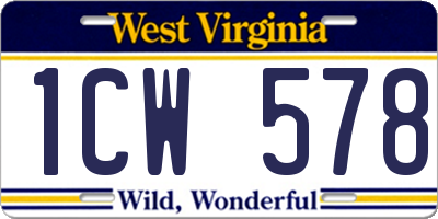 WV license plate 1CW578