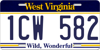 WV license plate 1CW582