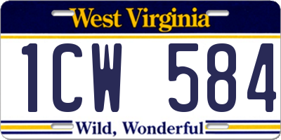 WV license plate 1CW584