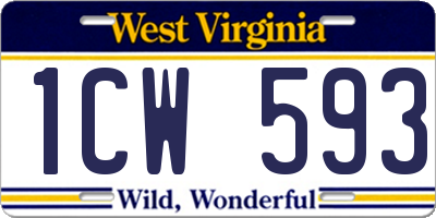 WV license plate 1CW593
