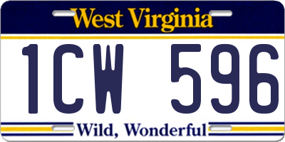 WV license plate 1CW596