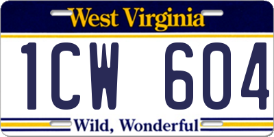 WV license plate 1CW604