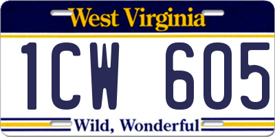 WV license plate 1CW605