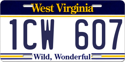 WV license plate 1CW607