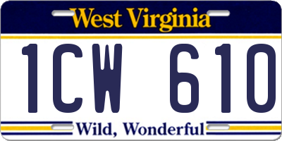 WV license plate 1CW610