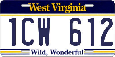 WV license plate 1CW612
