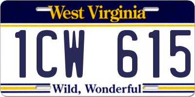 WV license plate 1CW615