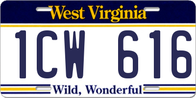 WV license plate 1CW616