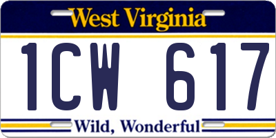 WV license plate 1CW617
